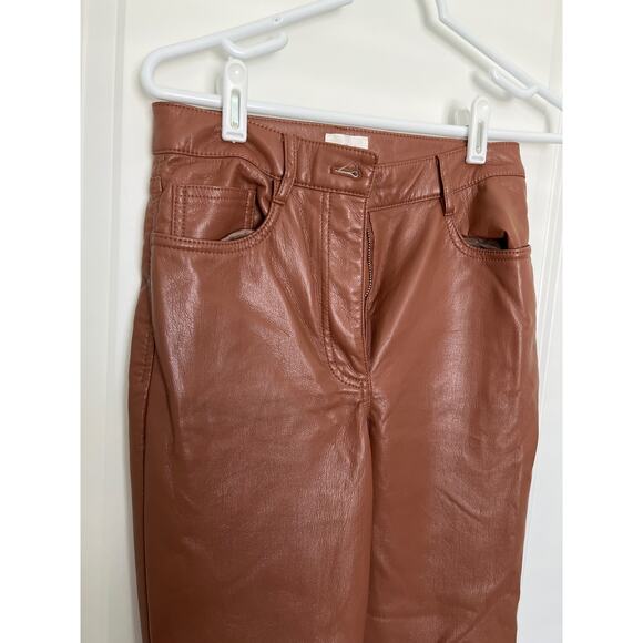 Wilfred The Melina High-Waisted Vegan Leather Pants Epicurean Brown Women Size 2 - Picture 3 of 7
